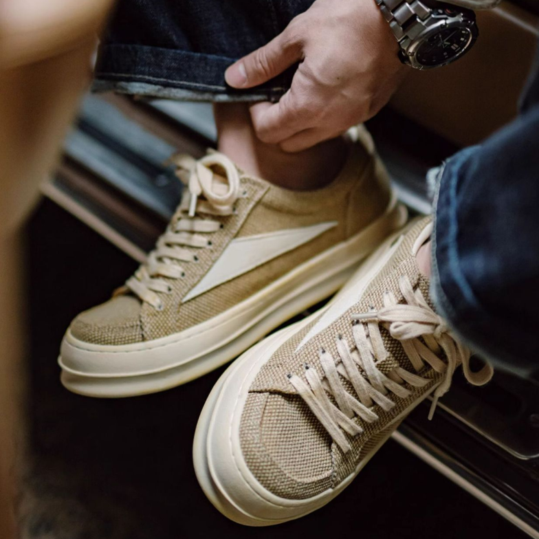 馬登男鞋 小眾厚底增高百搭板鞋美式高街復古做舊休閒帆布鞋子潮