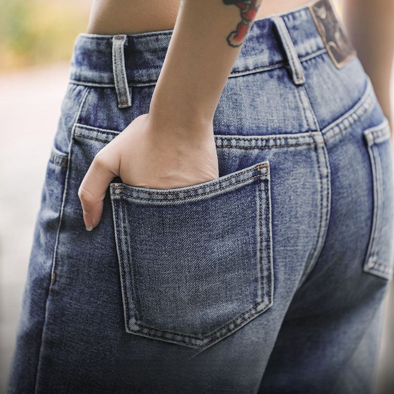 馬登女裝 Cleanfit重工水洗破洞牛仔褲直筒遮胯拖地工裝長褲