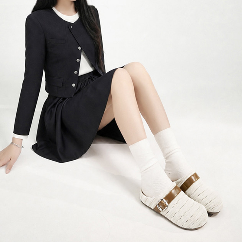 個性潮流編織包頭半拖鞋女夏季懶人外穿厚底勃肯鞋休閒涼拖鞋