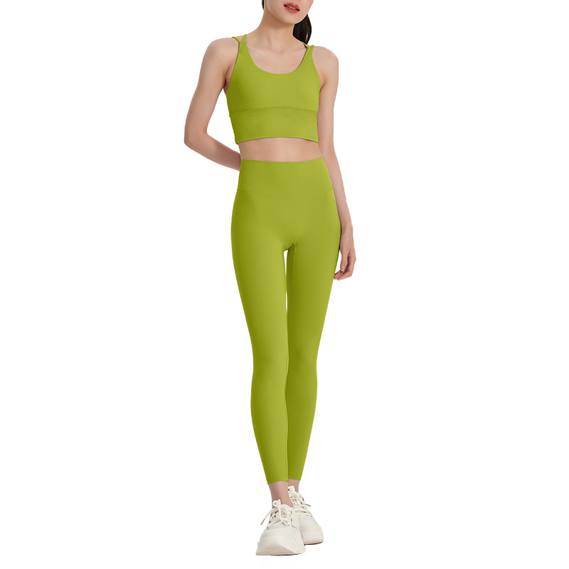 雲感磨毛瑜珈背心運動褲套裝彈性親膚塑型可拆胸墊高級感瑜珈套裝