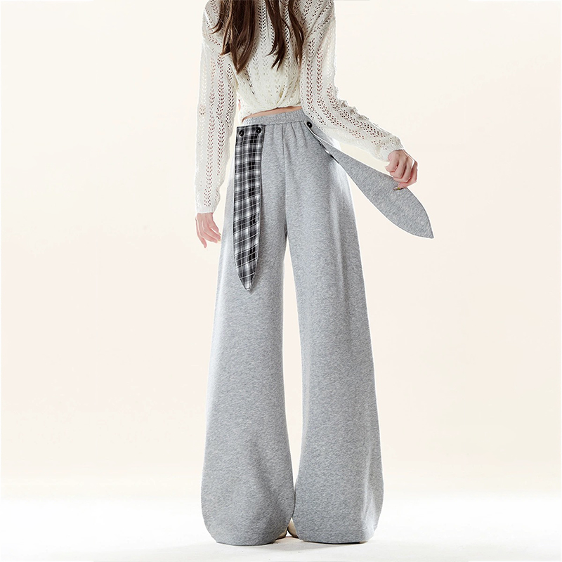 美式復古綁帶設計感運動衛褲秋冬季百搭休閒直筒寬鬆闊腿褲