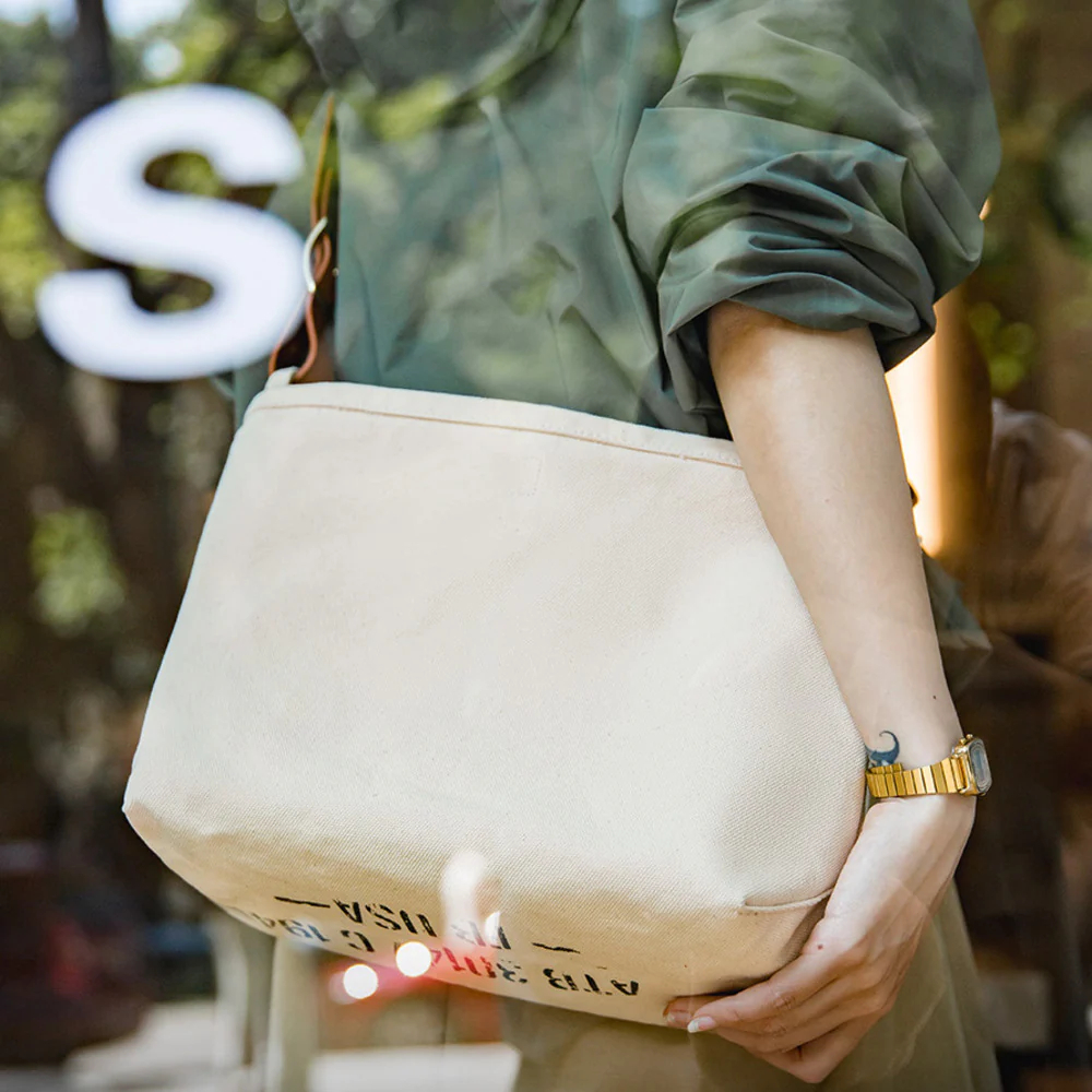 馬登女裝 美式復古子母包做舊印花工具包單肩包阿美咔嘰簡約斜挎帆布包