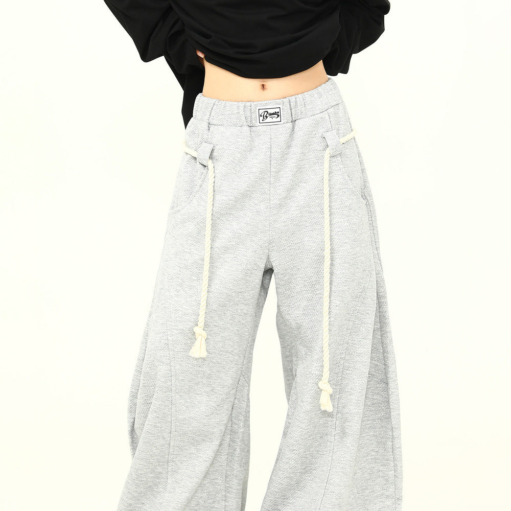 美式街頭解構設計感運動休閒褲潮牌情侶闊腿彎刀衛褲