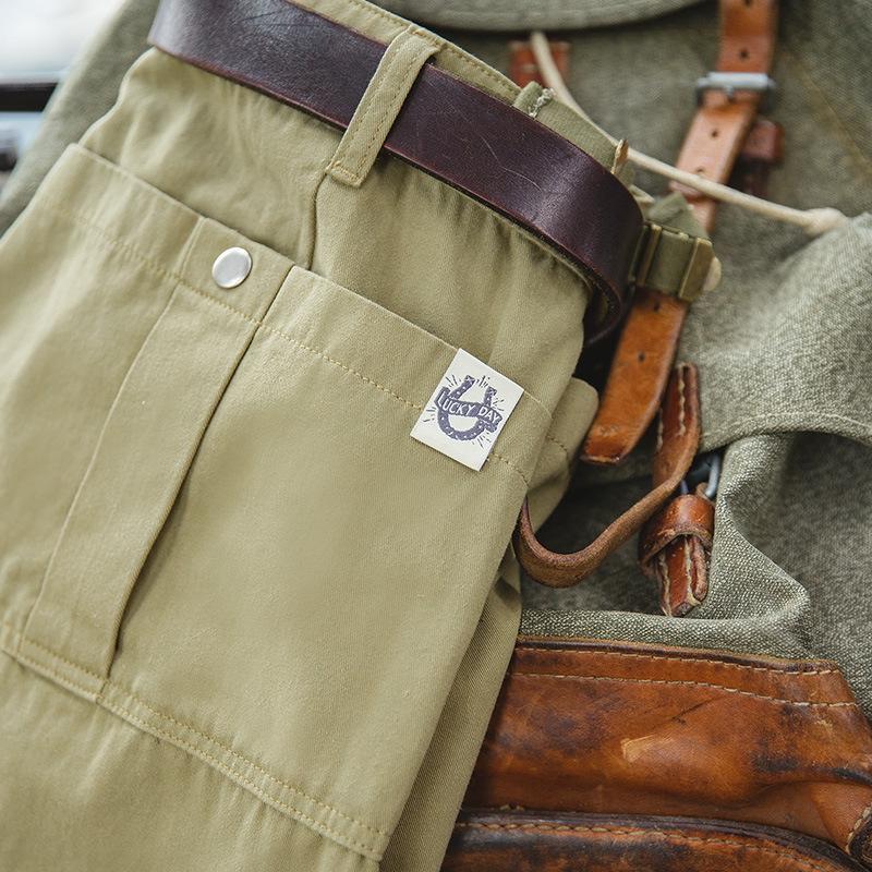 馬登工裝 美式純色大口袋P37工裝短褲阿美咔嘰休閒五分褲男潮