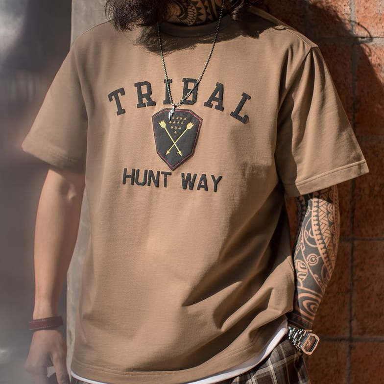 馬登工裝 美式復古Navajo立體印花印第安T恤純棉寬鬆短袖男春夏