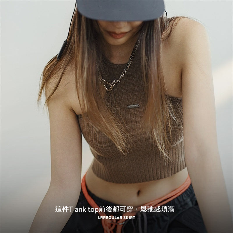 馬登女裝 無袖工字背心修身露腰美背吊帶上衣內搭外穿辣妹夏