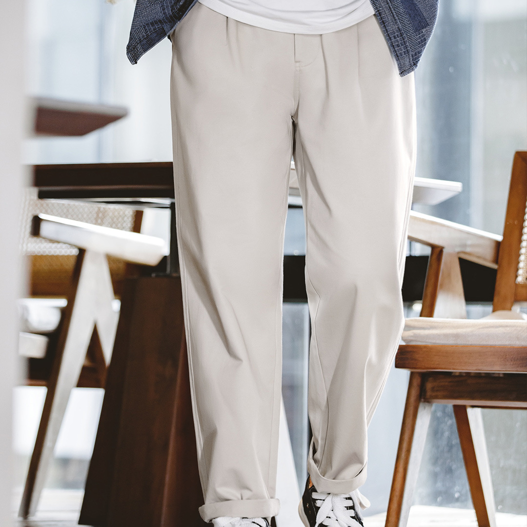 馬登工裝 美式復古那不勒斯長褲設計感紳士巴黎扣直筒休閒褲子男