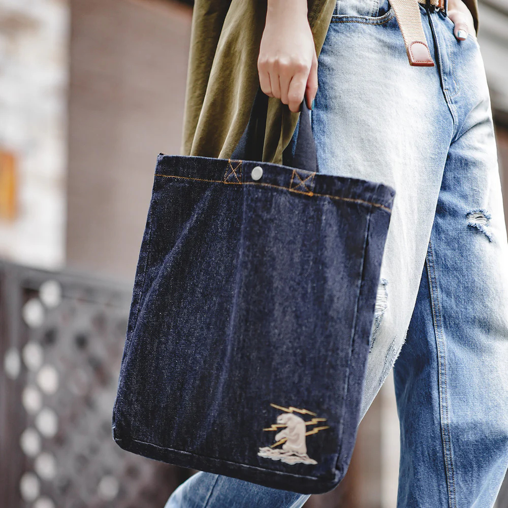馬登女裝 美式復古牛仔斜挎單肩托特包手提大容量小眾設計平板包