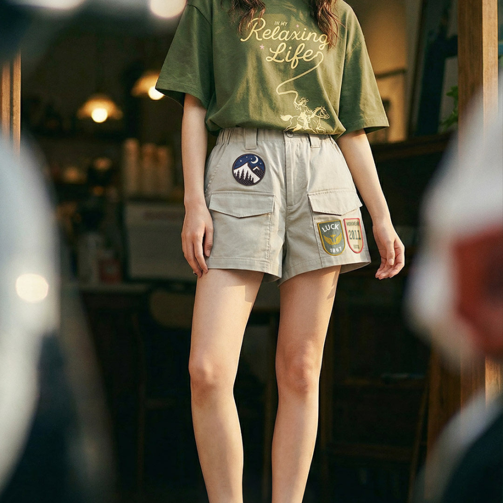 馬登女裝 美式復古四分A字版直筒顯瘦外穿休閒工裝短褲女士熱褲夏季