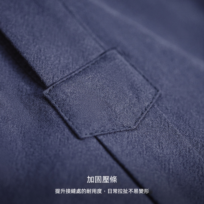 馬登工裝 美式復古小立領長袖襯衫藏青色外穿純棉半高領T恤男春