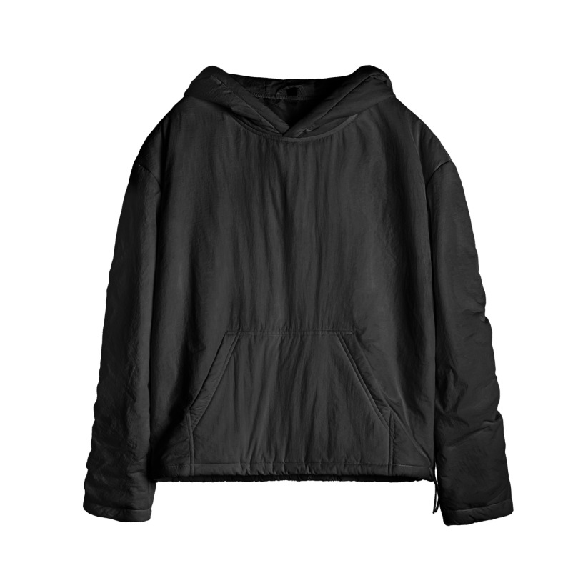 馬登女裝 黑白色寬鬆廓形加厚保暖套頭空氣絨棉服連帽衛衣夾克外套秋冬