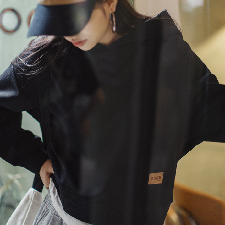 馬登女裝 美式雲感空氣層衛衣休閒百搭帽衫簡約套頭長袖上衣秋冬