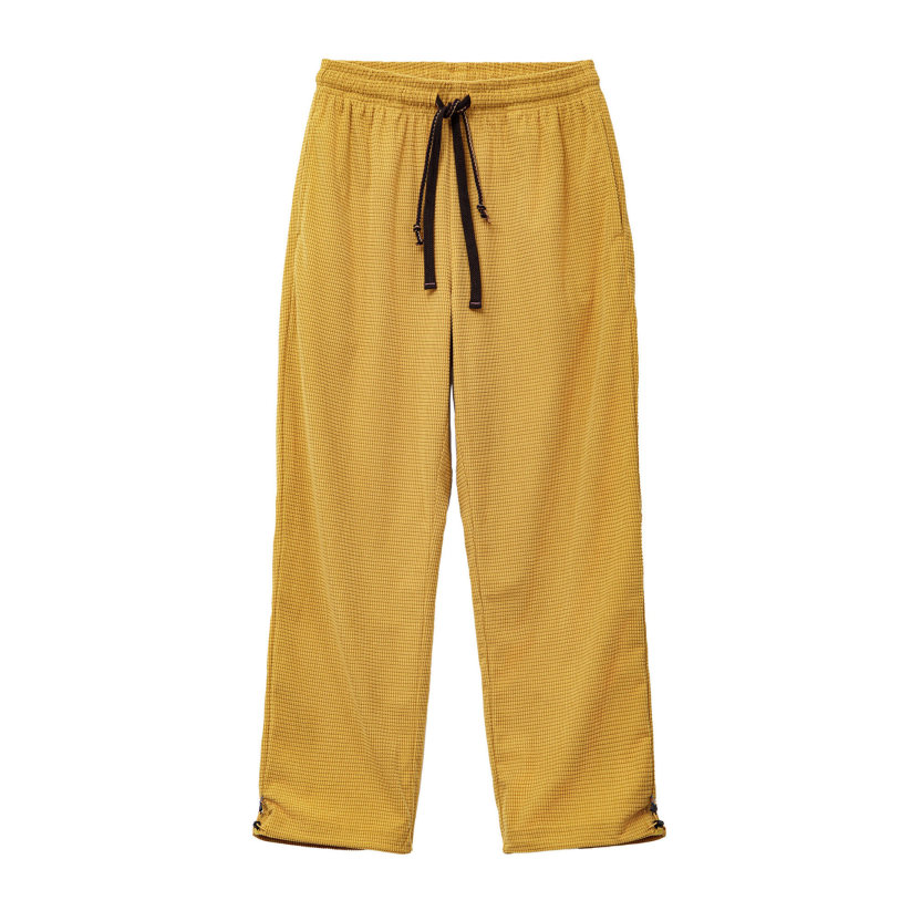 馬登工裝 美式方格黃色玉米絨休閒褲直筒抽繩束脚寬鬆長褲子男款春
