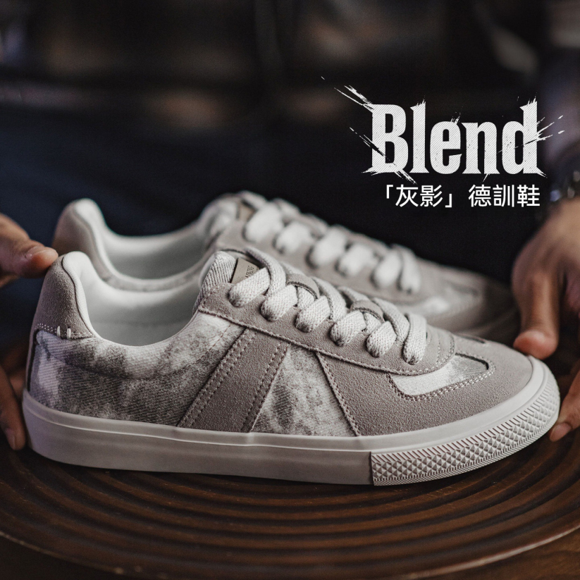 馬登男鞋 灰影德訓鞋男春季復古紮染帆布板鞋平底休閒百搭阿甘鞋子