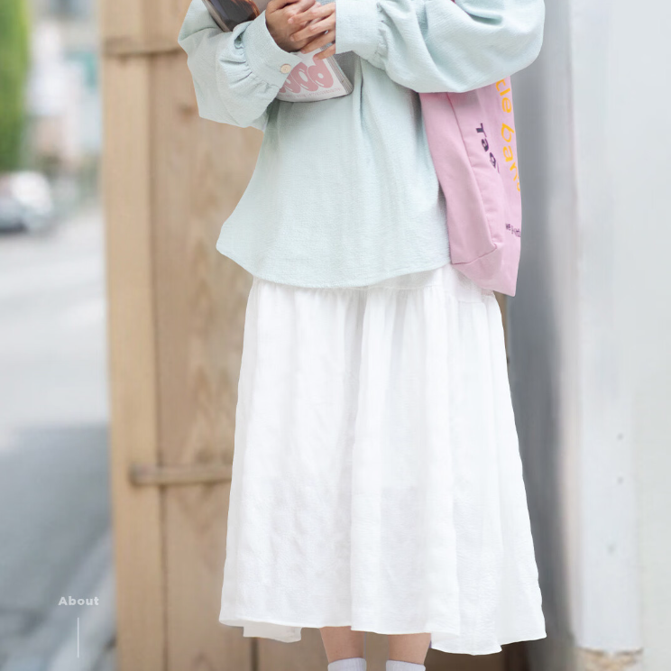 馬登女裝 法式初戀半身裙高腰A字溫柔白色長裙設計感小眾裙