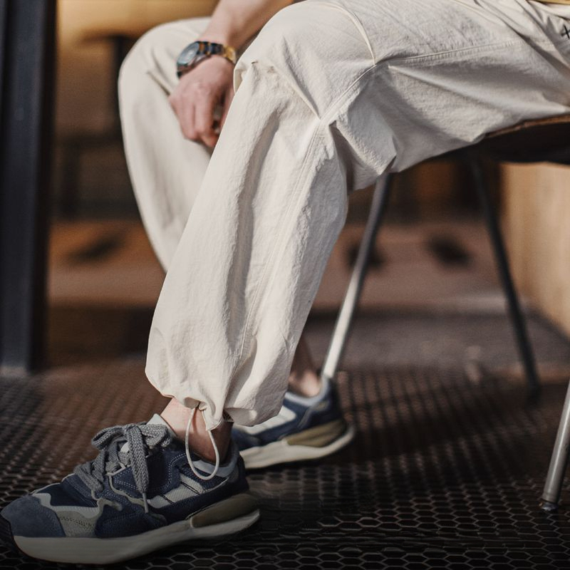 馬登工裝 美式復古3d褶皺傘兵褲尼龍肌理感休閒褲vibe直筒長褲男春