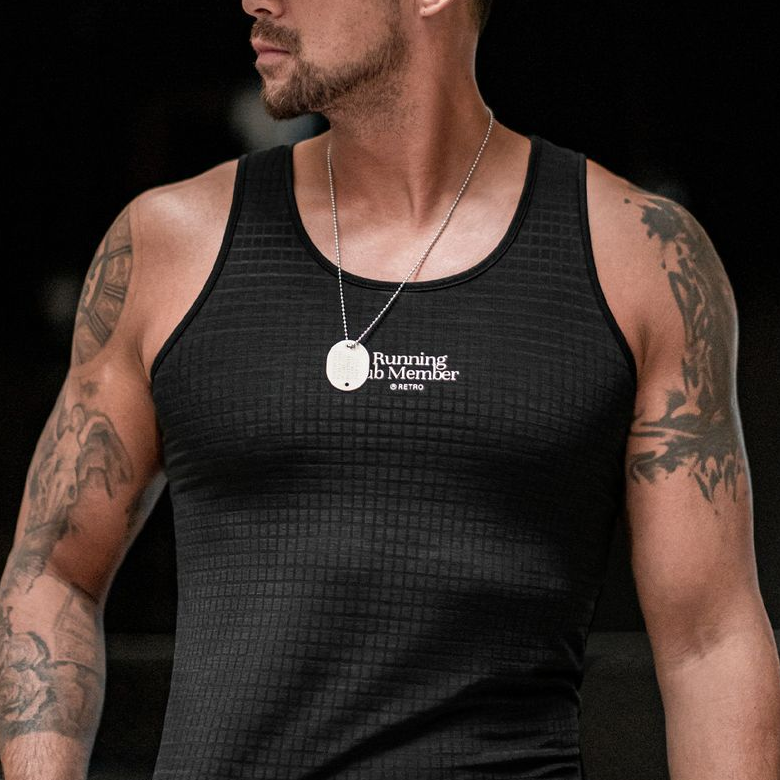 馬登工裝 美式復古黑色風洞背心跑步運動透氣速幹凉感寬鬆汗衫男夏