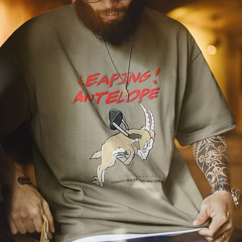 馬登工裝 美式復古立體刺繡T恤發泡印花重磅螺紋領口短袖男春夏