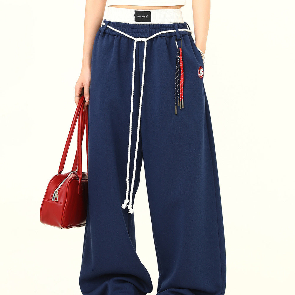 美式復古爵士舞嘻哈運動衛褲女直筒街舞褲jennie同款褲子