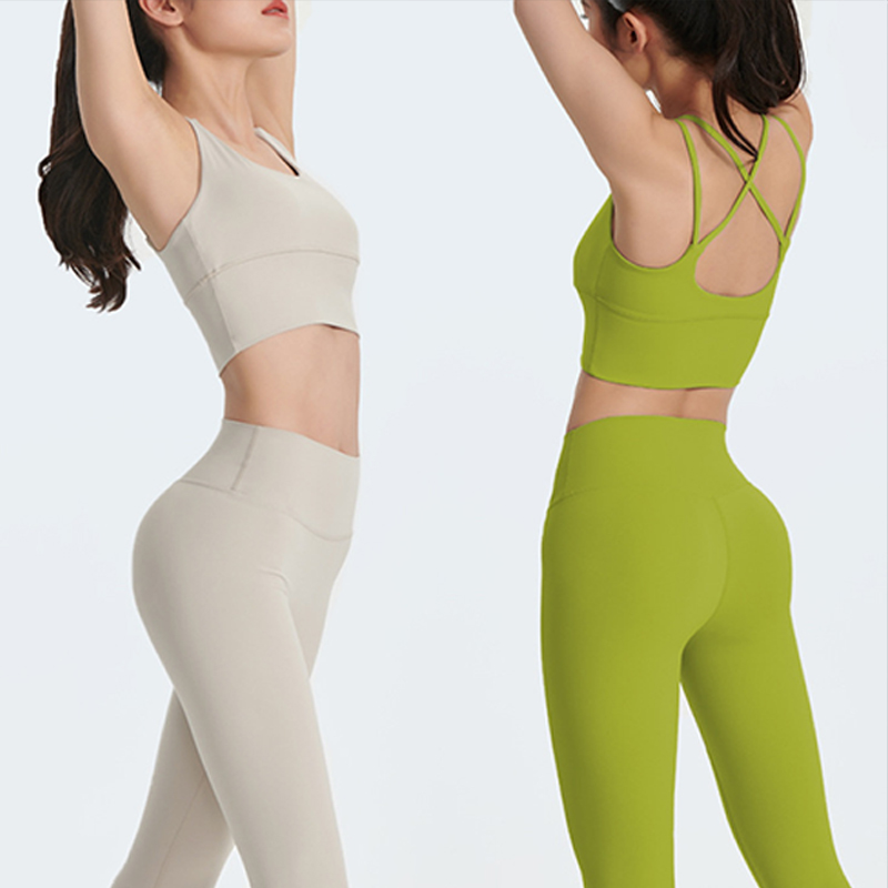 雲感磨毛瑜珈背心運動褲套裝彈性親膚塑型可拆胸墊高級感瑜珈套裝