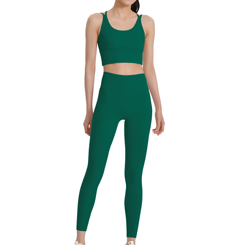 雲感磨毛瑜珈背心運動褲套裝彈性親膚塑型可拆胸墊高級感瑜珈套裝