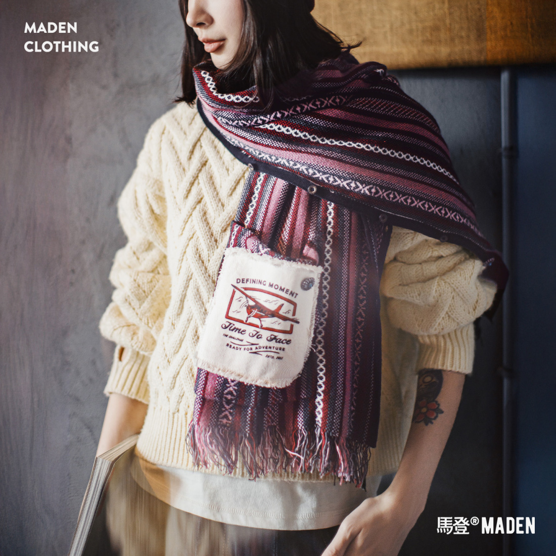 馬登女裝 針織套頭無袖坎肩馬甲背心斗篷披護肩風圍巾脖外搭套女士秋冬