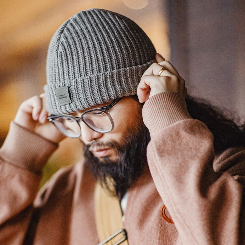 馬登工裝 美式復古粗針織毛線冷帽包頭護耳防寒保暖灰色帽子秋冬