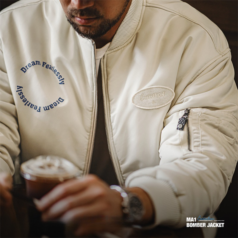馬登工裝 美式MA1飛行員夾克棉衣街頭風保暖bomber棒球服外套男秋冬