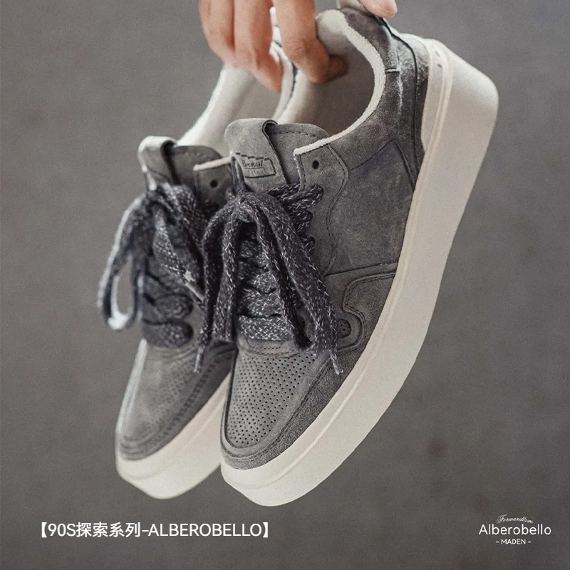 馬登工裝 復古低幫平底板鞋男厚底增高透氣休閒鞋子