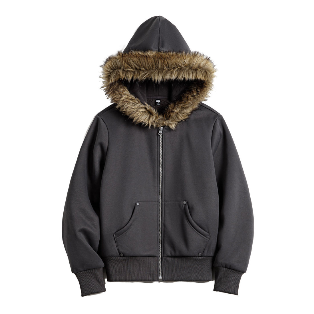 馬登女裝 美式灰色搖粒絨保暖毛領拉鍊開衫連帽加厚衛衣外套上衣秋冬