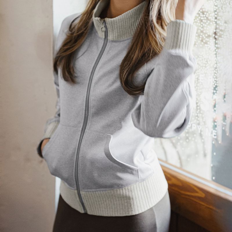 馬登女裝 格雷系空氣層立領衛衣外套復古運動棒球夾克普拉提訓練上衣