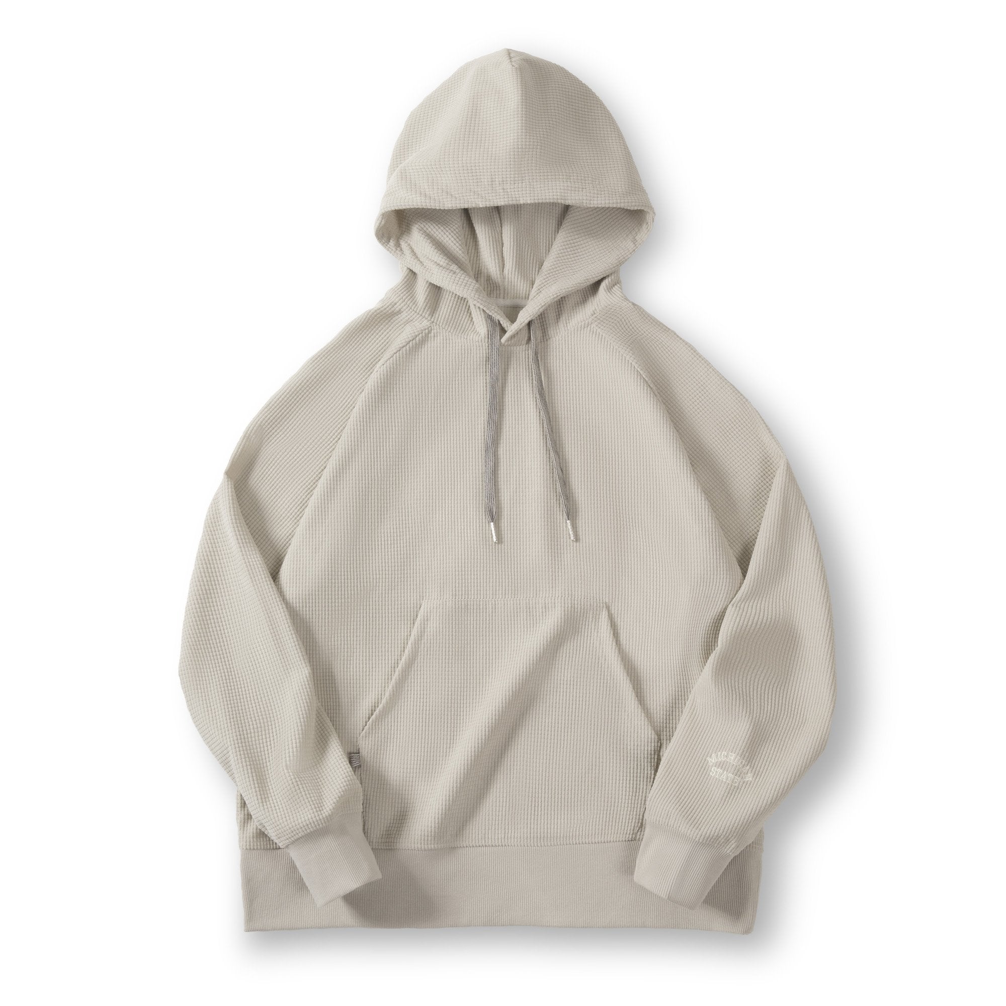 馬登工裝 美式玉米粒刺繡連帽衛衣絨感百搭純色套頭衫上衣