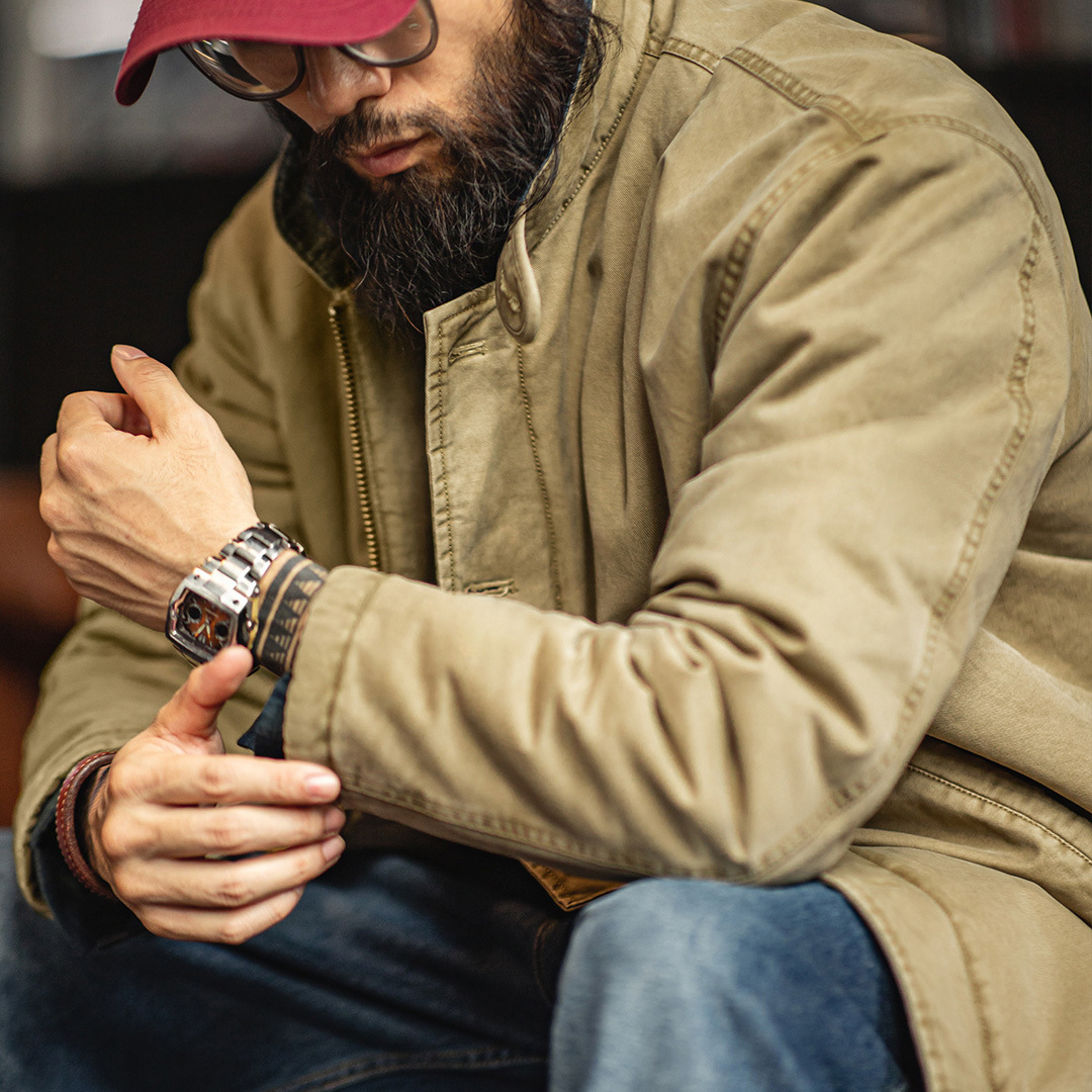 馬登工裝 美式復古N1甲板服加厚保暖棉服立領短款夾克外套男秋冬