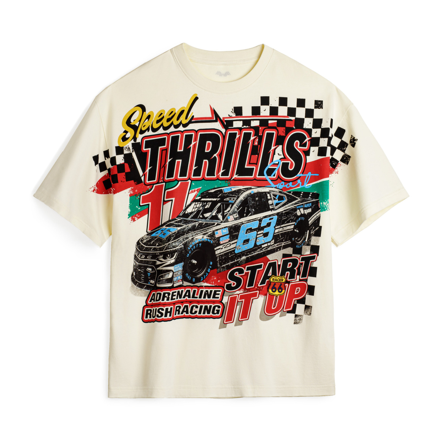 馬登女裝 復古Oversize賽車插畫落肩T恤高街慵懶寬鬆遮肉純棉短袖夏女