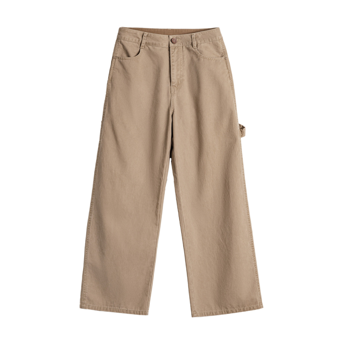 馬登女裝 卡其色復古工裝巴恩風伐木褲純棉直筒顯瘦長褲子秋冬