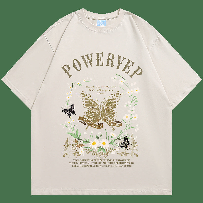 美式復古短袖T恤女潮牌寬鬆上衣設計感小眾純棉情侶T恤