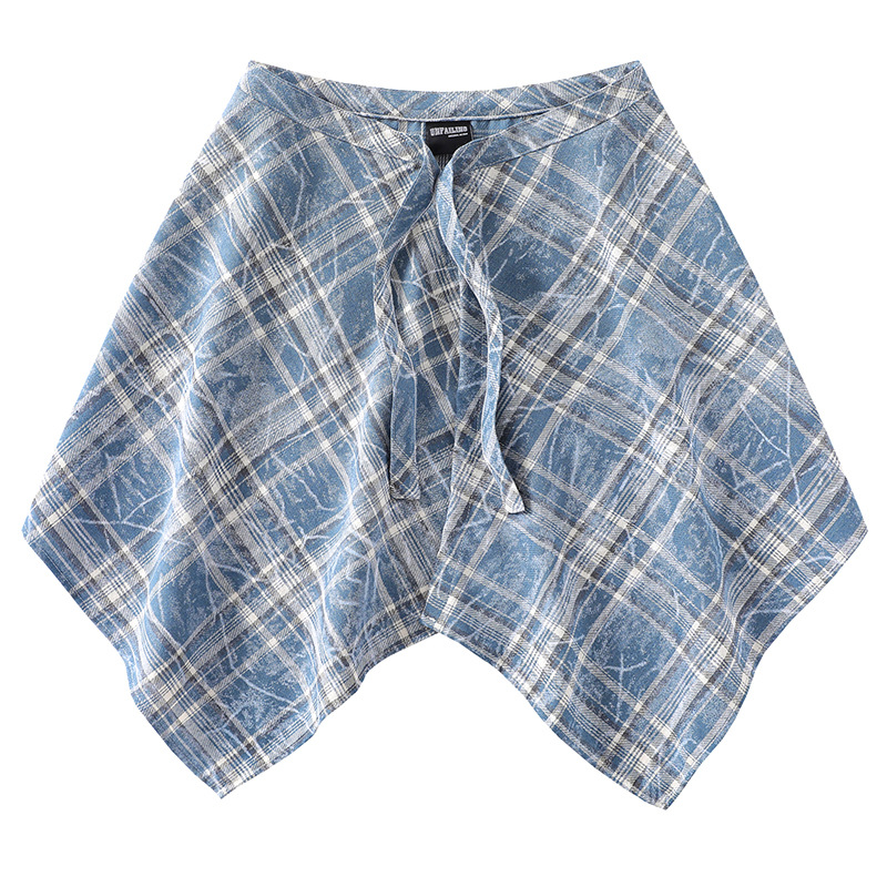 高街腰部一片式系帶朋克嘻哈風下擺屁帘襯衫格子腰封搭配舞蹈裙擺