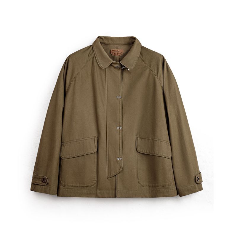 馬登工裝 美式復古消防扣重磅外套寬鬆翻領純棉帆布夾克男秋冬
