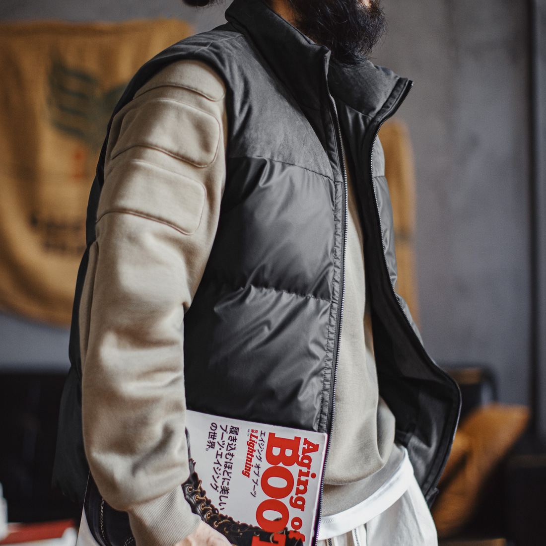 馬登工裝 美式戶外保暖夾棉馬甲黑色山系立領無袖背心坎肩外套男秋冬