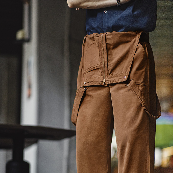 馬登工裝 美式復古海軍甲板背帶褲阿美咔嘰吊帶休閒直筒連體褲