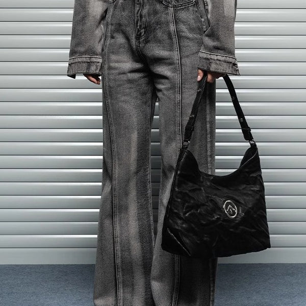 腋下Hobo托特包植鞣绵羊皮褶皺单肩斜挎软包