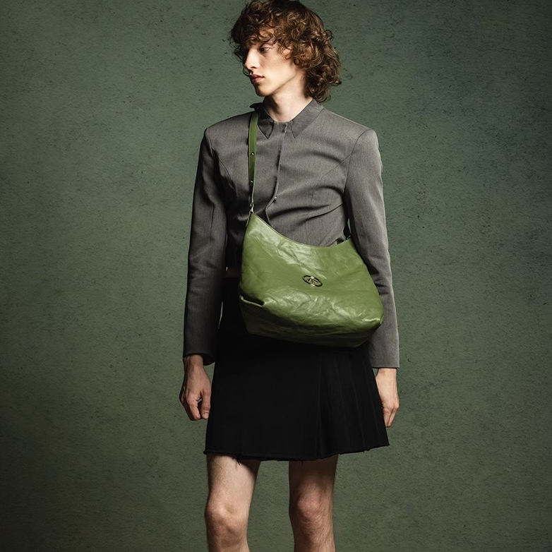 腋下Hobo托特包植鞣绵羊皮褶皺单肩斜挎软包