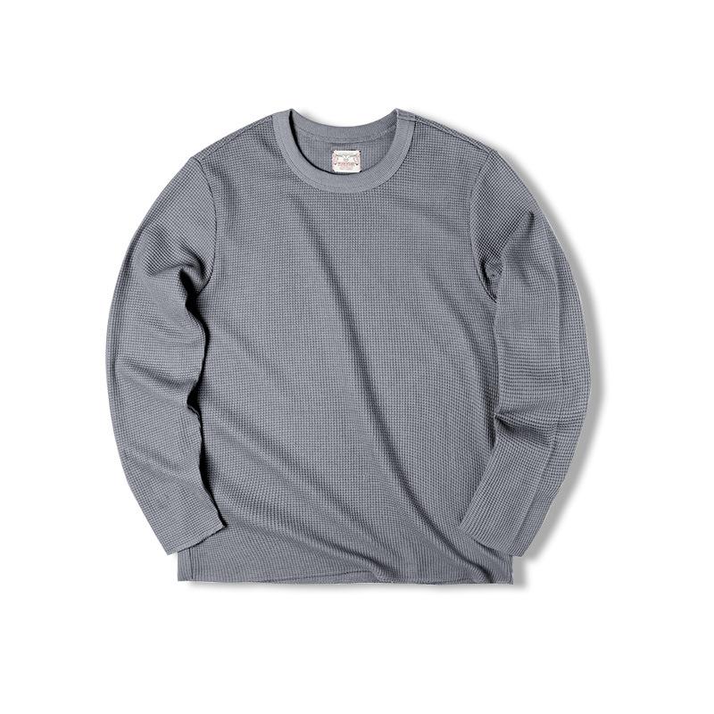 馬登工裝 300g華夫格圓領T恤衛衣三本針長袖打底衫