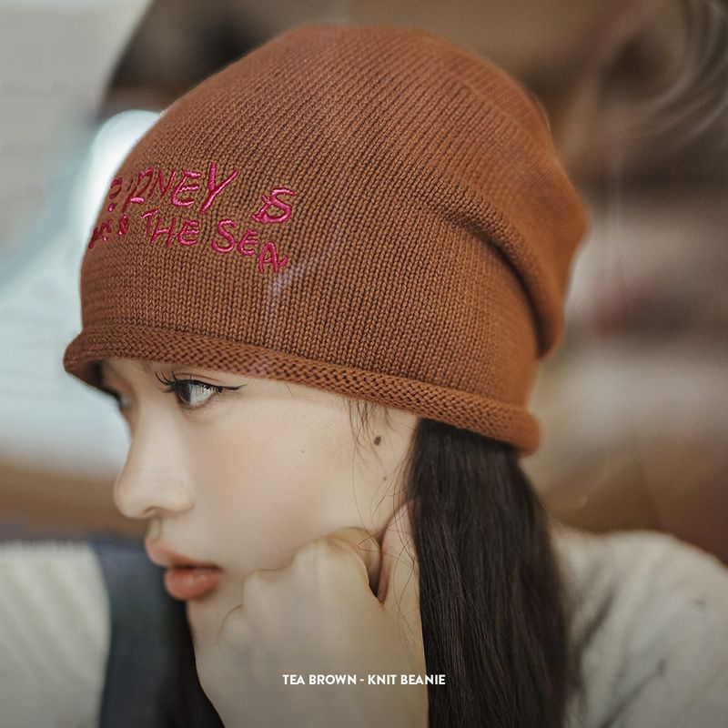 馬登女裝 美式復古針織冷帽純棉堆堆帽大頭圍卷邊包頭帽子秋冬