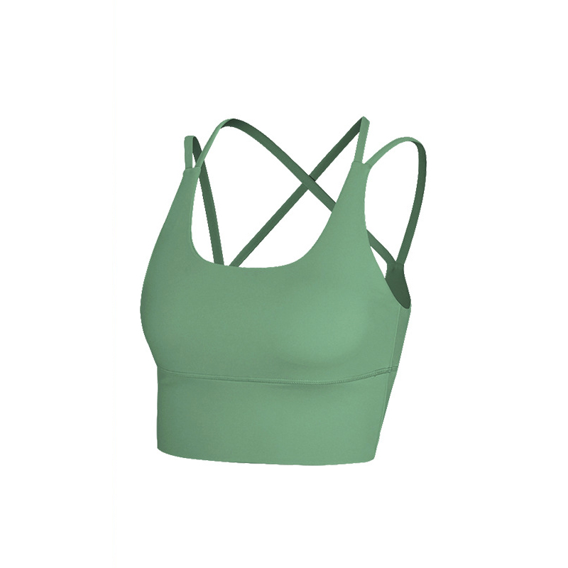 软糯高弹瑜珈吊带健身上衣交叉美背运动内衣遮副乳瑜珈背心