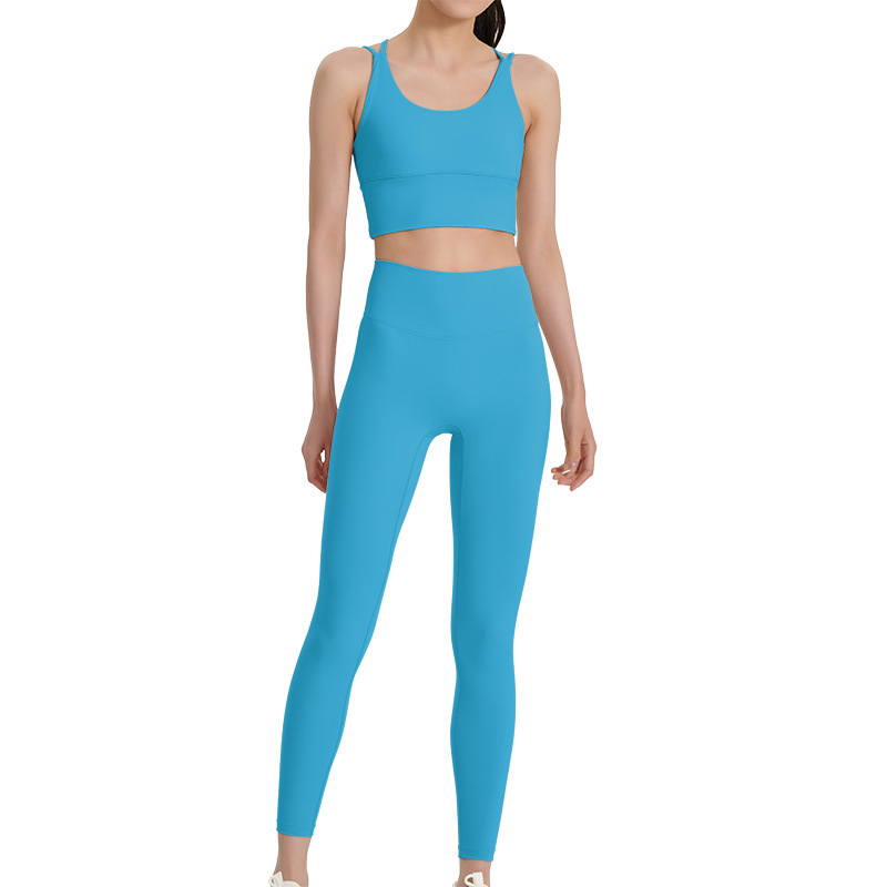 雲感磨毛瑜珈背心運動褲套裝彈性親膚塑型可拆胸墊高級感瑜珈套裝