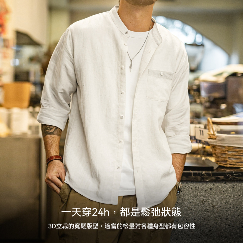 馬登工裝 萊賽爾長袖襯衫天絲日系鬆弛感襯衣美式老錢風外套男士春