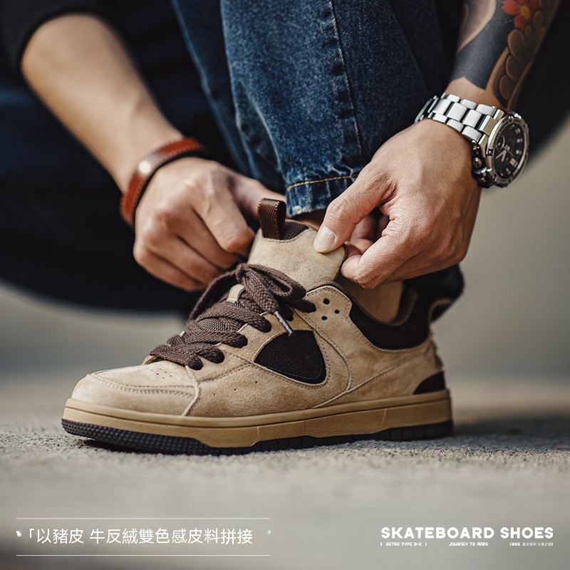 馬登男鞋 火星之旅滑板鞋透氣運動休閒鞋厚底復古小眾潮面包鞋