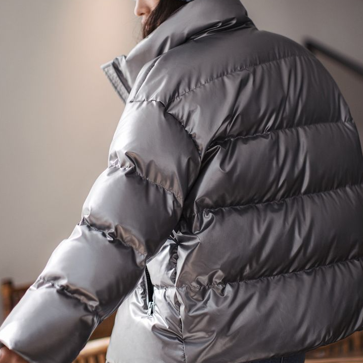 馬登女裝 90白鴨絨光感亮面羽絨服立領保暖麵包服蓄熱加厚外套冬季
