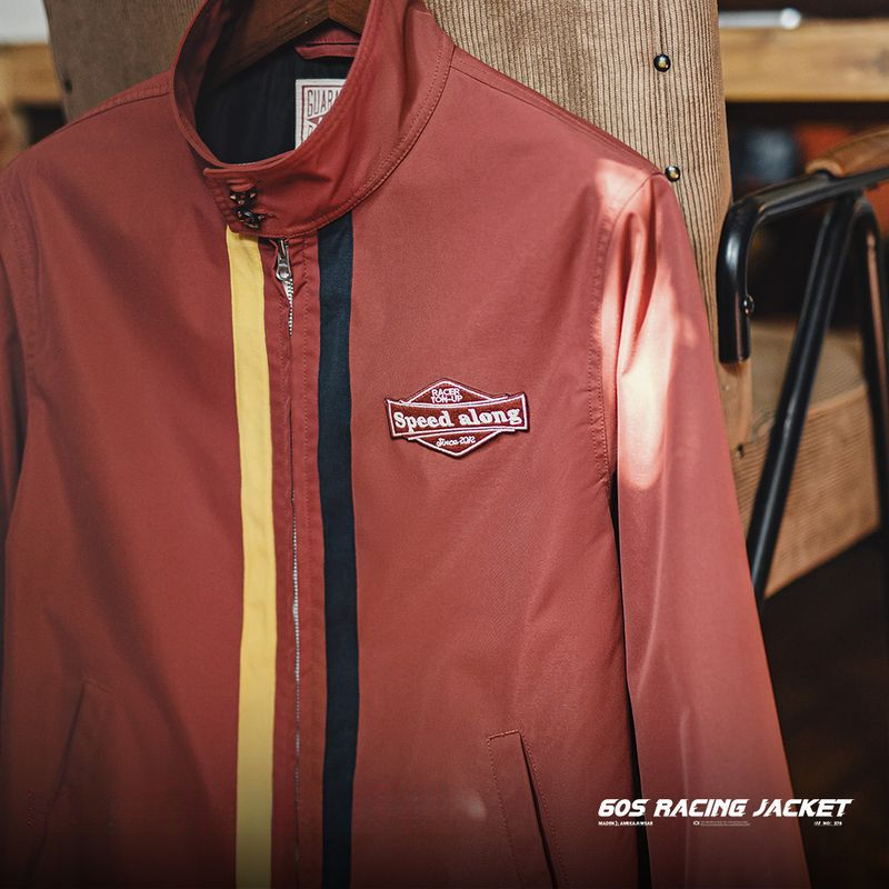 馬登工裝 美式復古60S撞色賽車夾克IVY立領運動休閒拉鍊外套男秋季